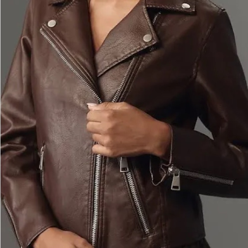 Anthropologie Dark Brown Leather Jacket